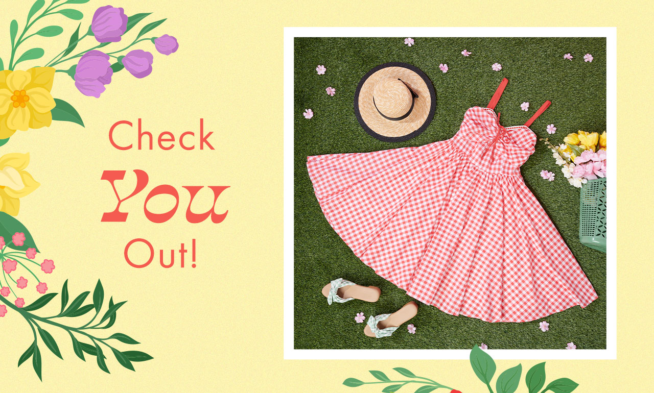 Image of Unique Vintage Coral Red Gingham Golightly Swing Dress