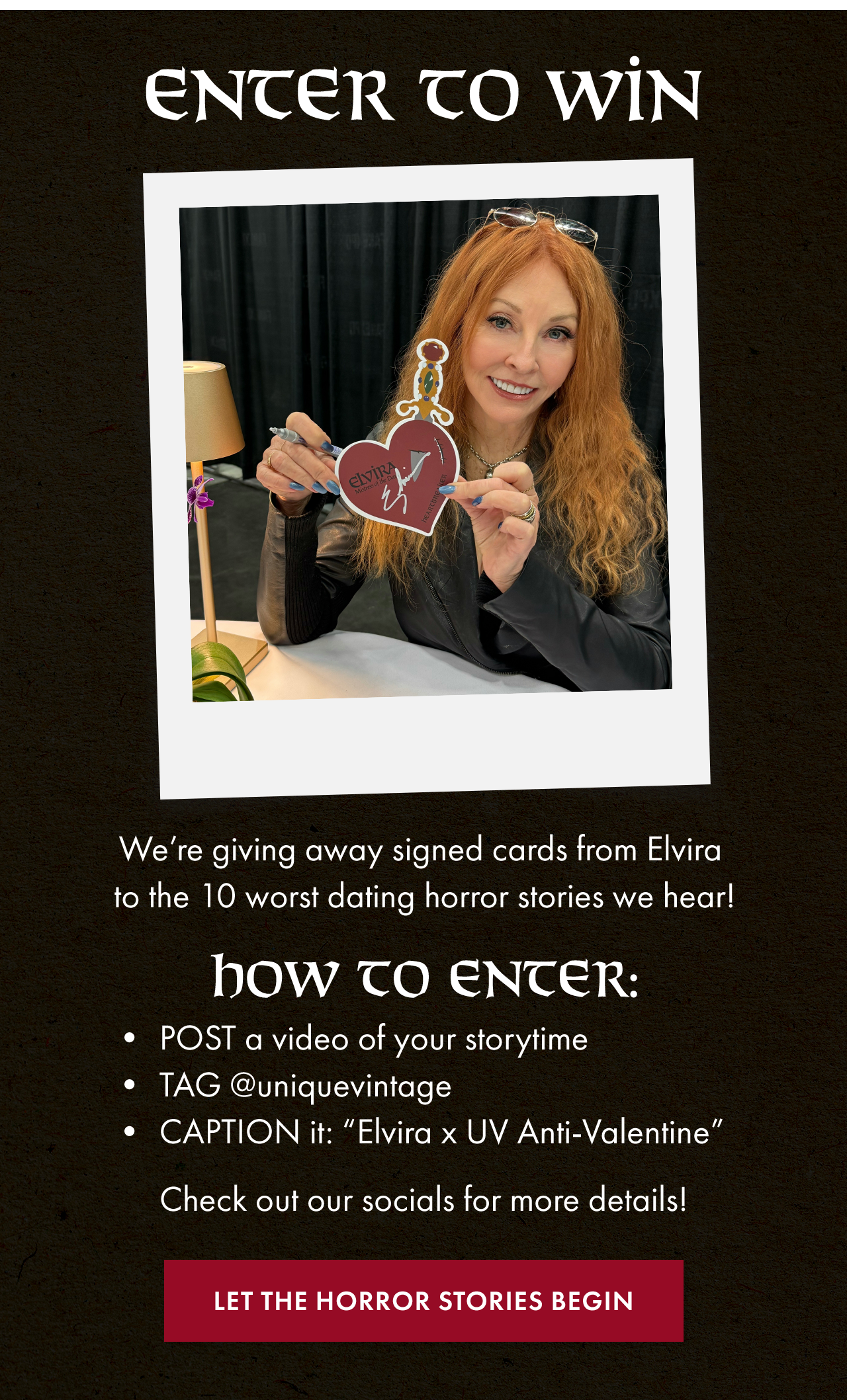 ENTER TO WIN a Signed Elvira Card!