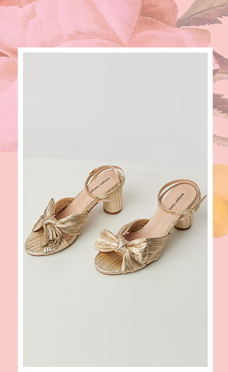 Image of Unique Vintage Golden Slingback Bow Heel