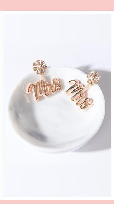 Image of Gold & Pink Mrs Drop Earrings