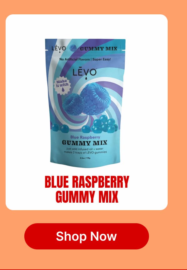 Blue Raspberry Gummy Mix Just add infused oil + water. Makes 2 trays of LĒVO gummies. [Shop Now]
