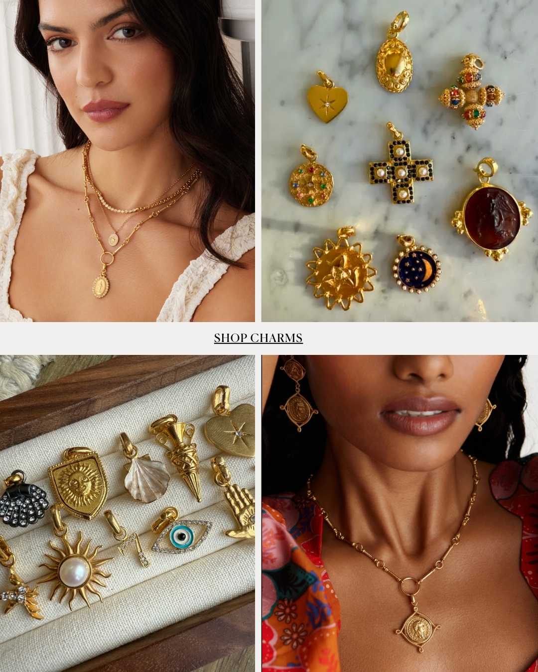 an image of a collage of photos of a woman wearing jewelry