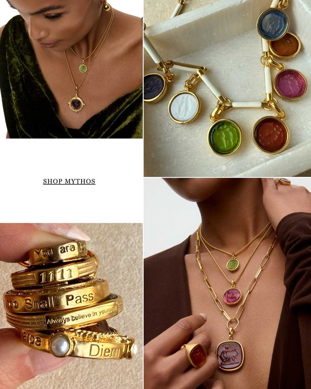 an image of a collage of different jewelry items including rings, bracelets, and rings