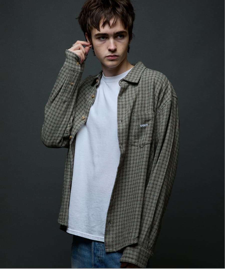A model wearing Obey Shirt for men