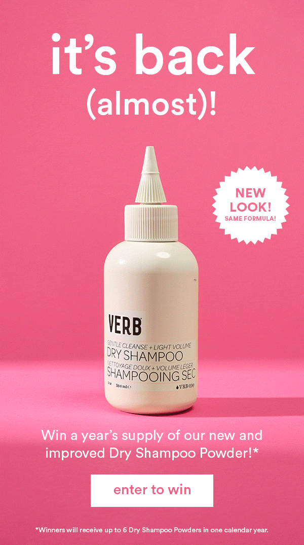 Win a year’s worth of our NEW dry shampoo powder ! Verb Hair Care