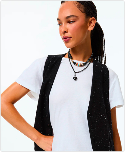 Mini Black Puffy Heart Necklace