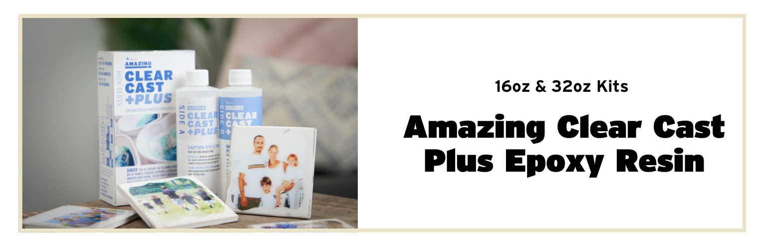 Amazing Clear Cast Plus epoxy resin; sizes are 16oz and 32oz kits.