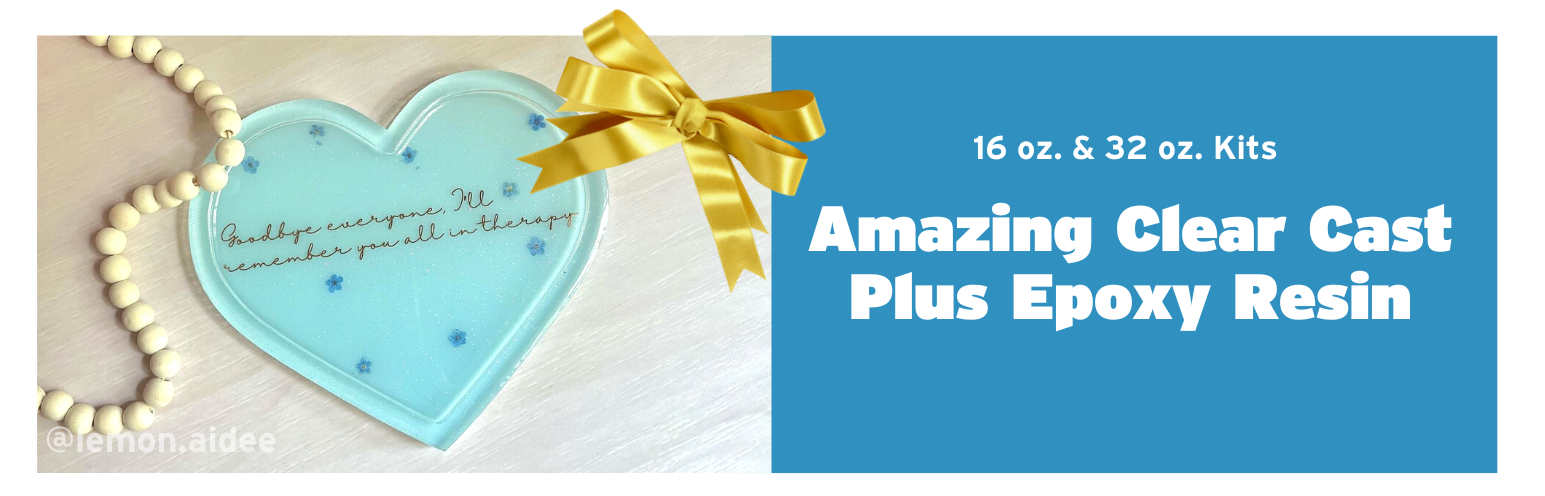 Amazing Clear Cast Plus epoxy resin; sizes are 16oz and 32oz kits.