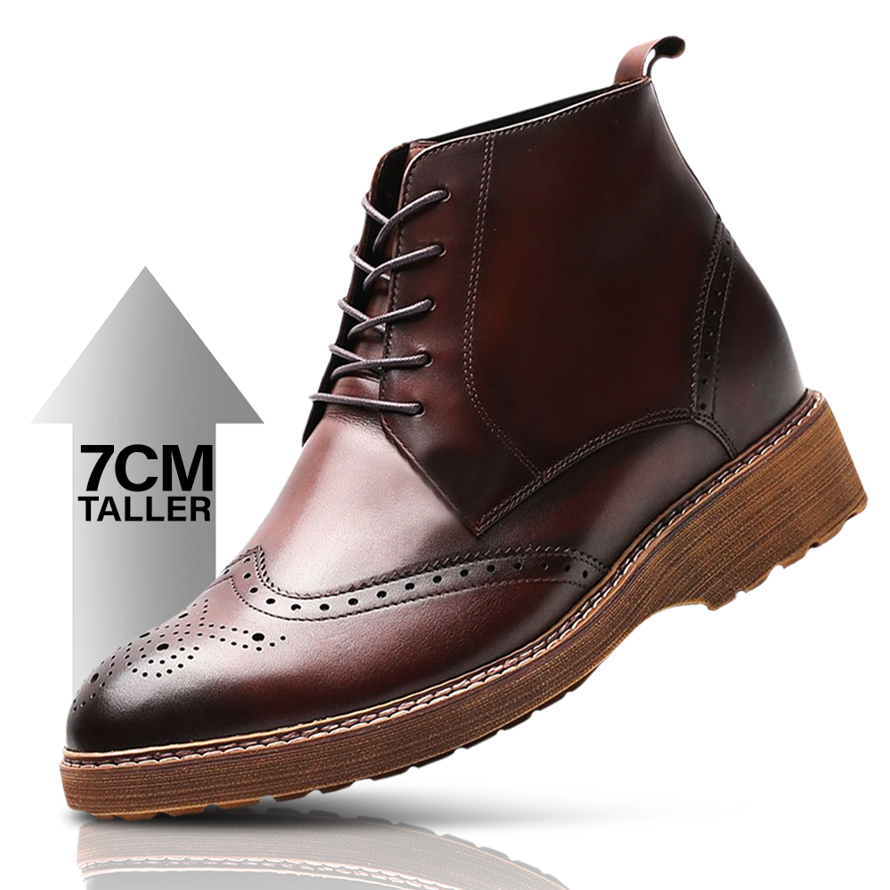 7cm Taller Brown Elevator Boots