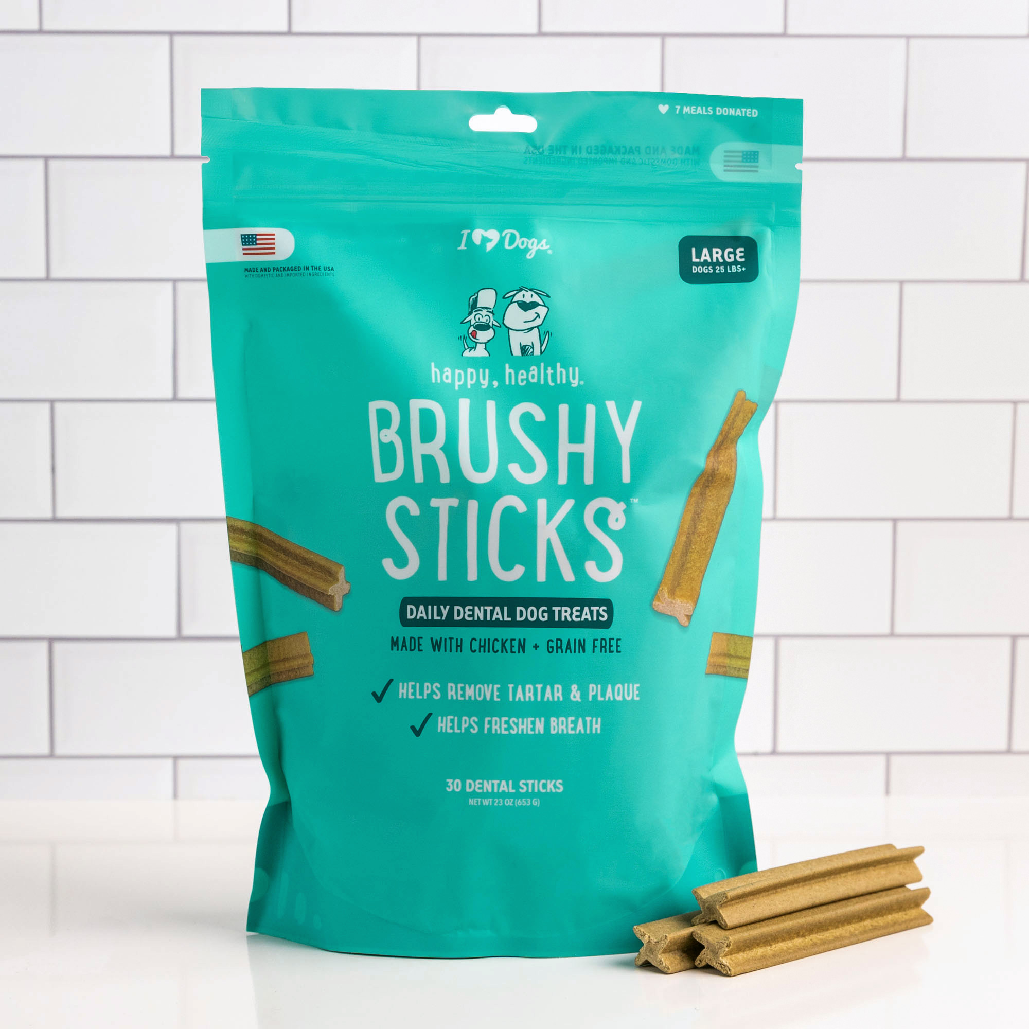 iHeartDogs Brushy Sticks - Dental Treats for Dogs