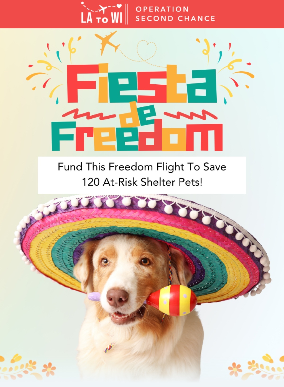Fiesta de Freedom - Fund This Freedom Flight To Save 120 At-Risk Shelter Pets!