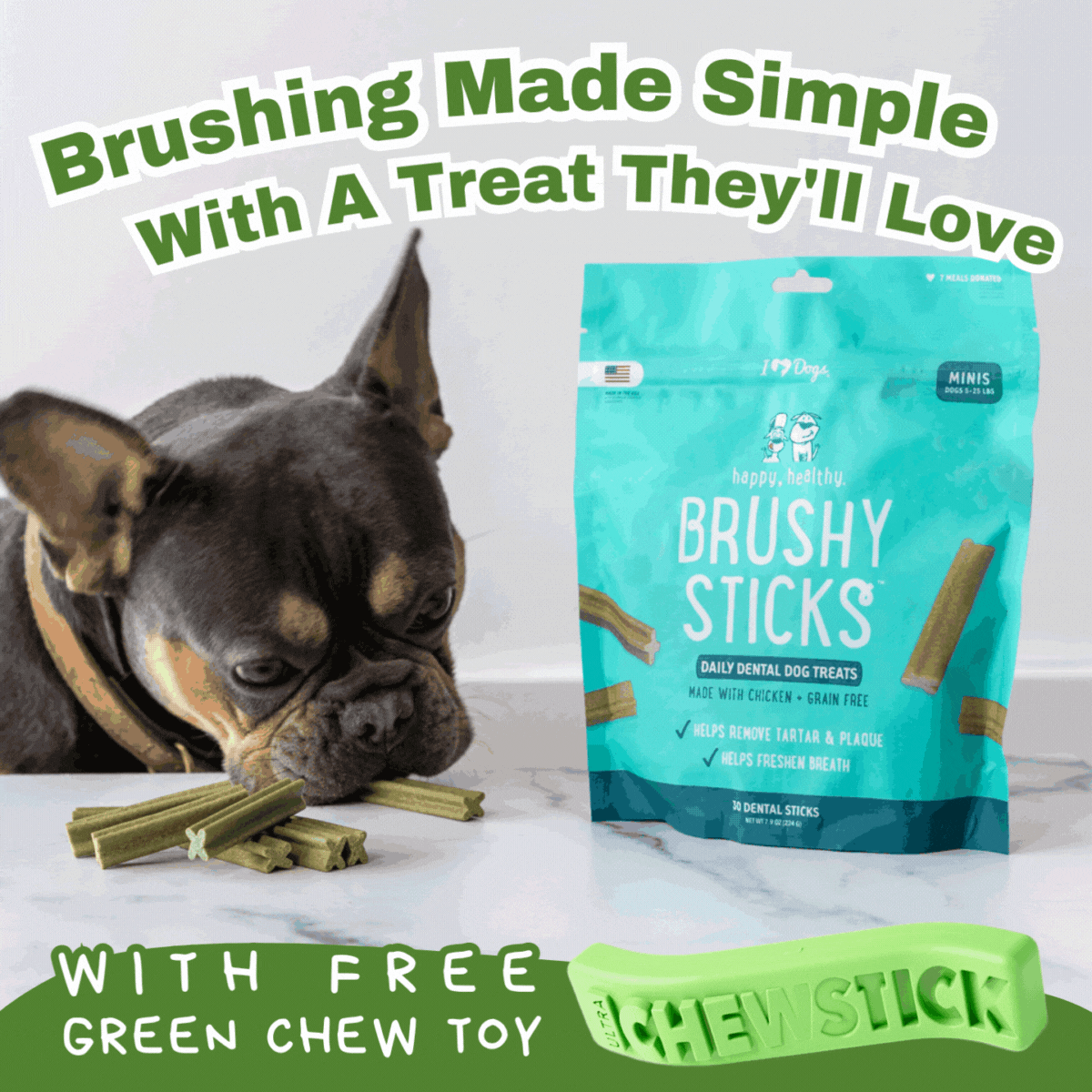 Brushing Made Simple With A Treat They'll Love - FREE Tough Chew Toy With Every Order!