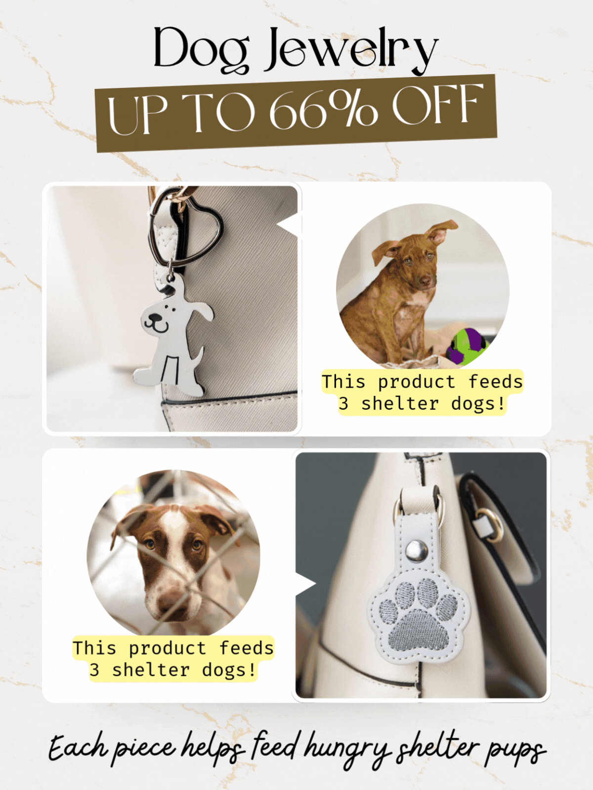 Dog Jewelry Up to 66% Off - Each piece helps feed hungry shelter pups.