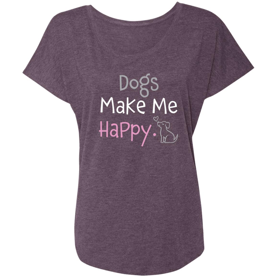 Dogs Make Me Happy Slouchy Tee Vintage Purple