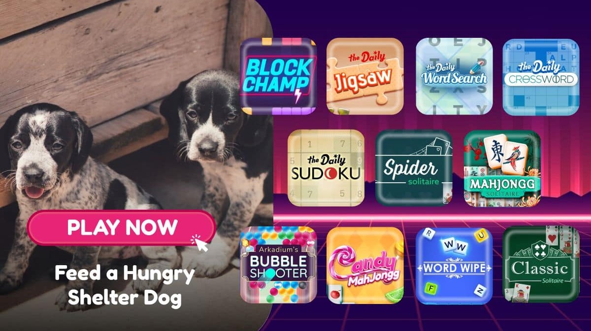 Play 50+ Games For Free And Feed Shelter Dogs!