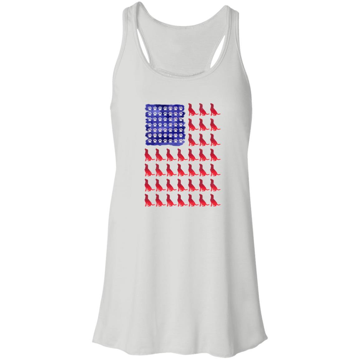 Red Dog Blue Paws Flag Flowy Tank White