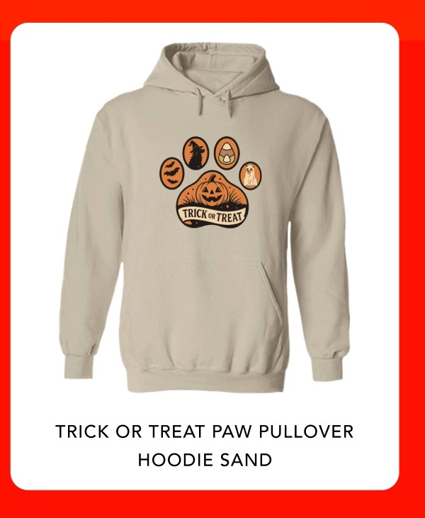 Trick Or Treat Paw Pullover Hoodie Sand