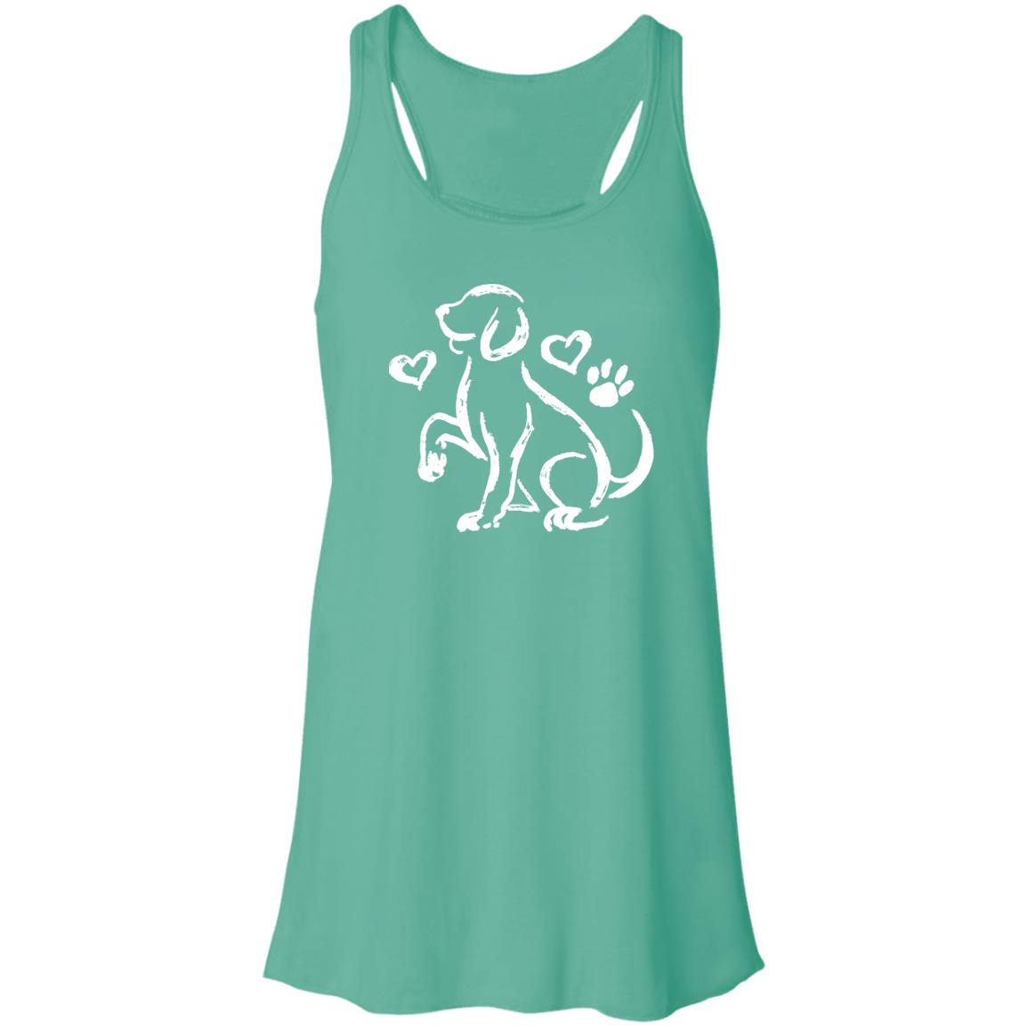 Puppy Love Sketch Flowy Tank Teal