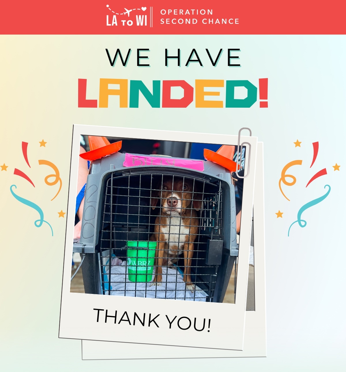 WE HAVE LANDED! THANK YOU!