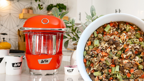 Productivity hack! Super nutritious home-cooked dog food in just 3 minutes.