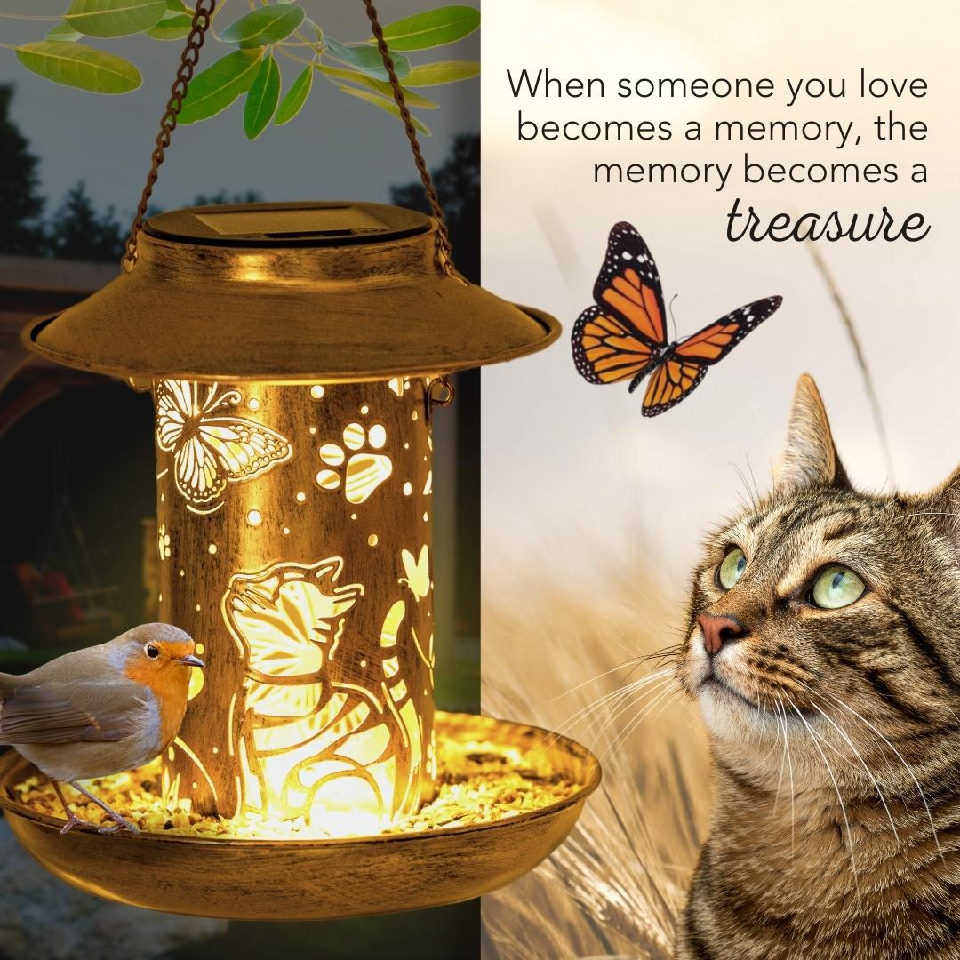 Enchanted Garden Rainbow Bridge Bird Feeder – Memorial Cat & Butterfly Home Decor