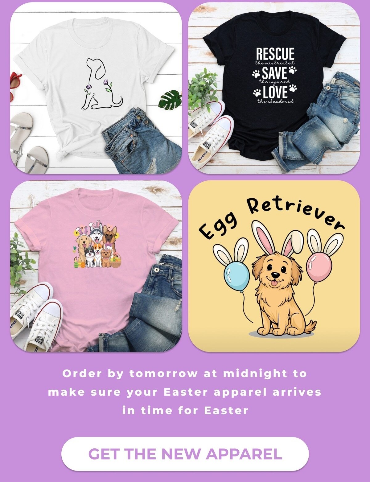 Hop Into Easter with New Egg-citing Apparel! - Order by tomorrow at midnight to make sure your Easter apparel arrives in time for Easter - GET THE NEW APPAREL