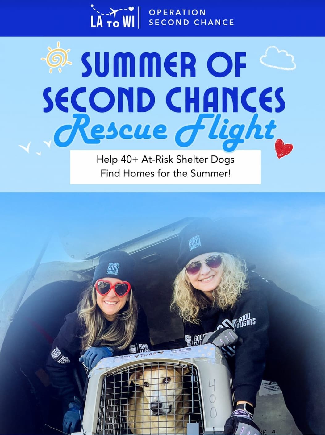 SUMMER OF SECOND CHANCES RESCUE FLIGHT - Help 40+ At-Risk Shelter Dogs Find Homes for the Summer