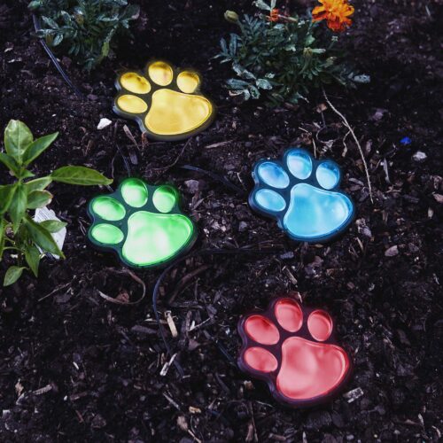 Path To My Heart -Color Changing Paw Prints Solar Dog Garden Lights- Limited Time Offer 25% Off !