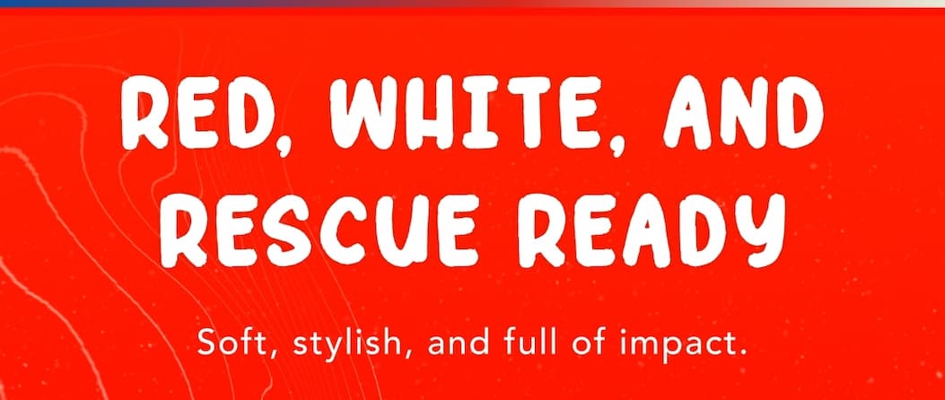 Red, White, and Rescue Ready - Soft, stylish, and full of impact.