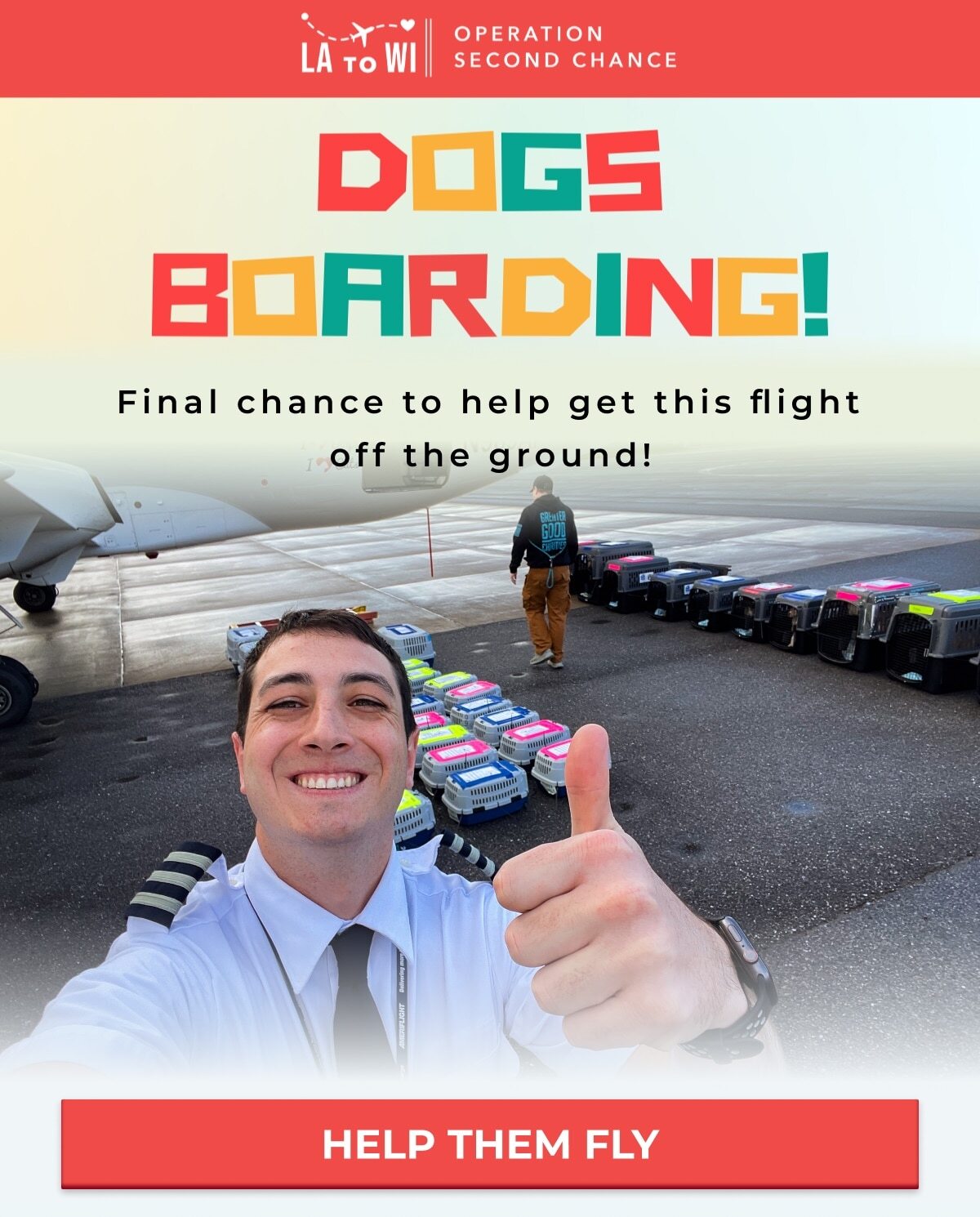 DOGS BOARDING - Final chance to help get this flight off the ground! - HELP THEM FLY