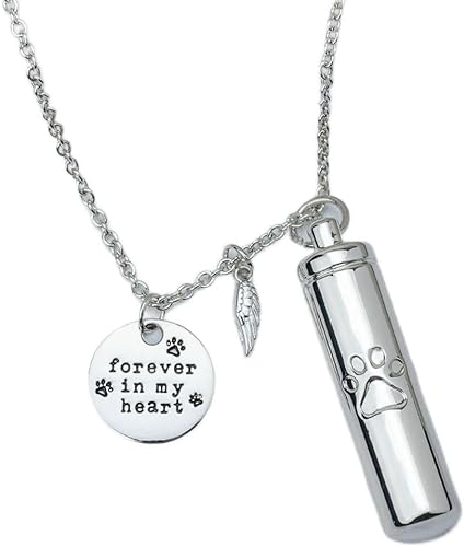 iHeartDogs Dog Urn Necklace - 'Forever In My Heart' Memorial Stainless Steel Pet Ashes Jewelry