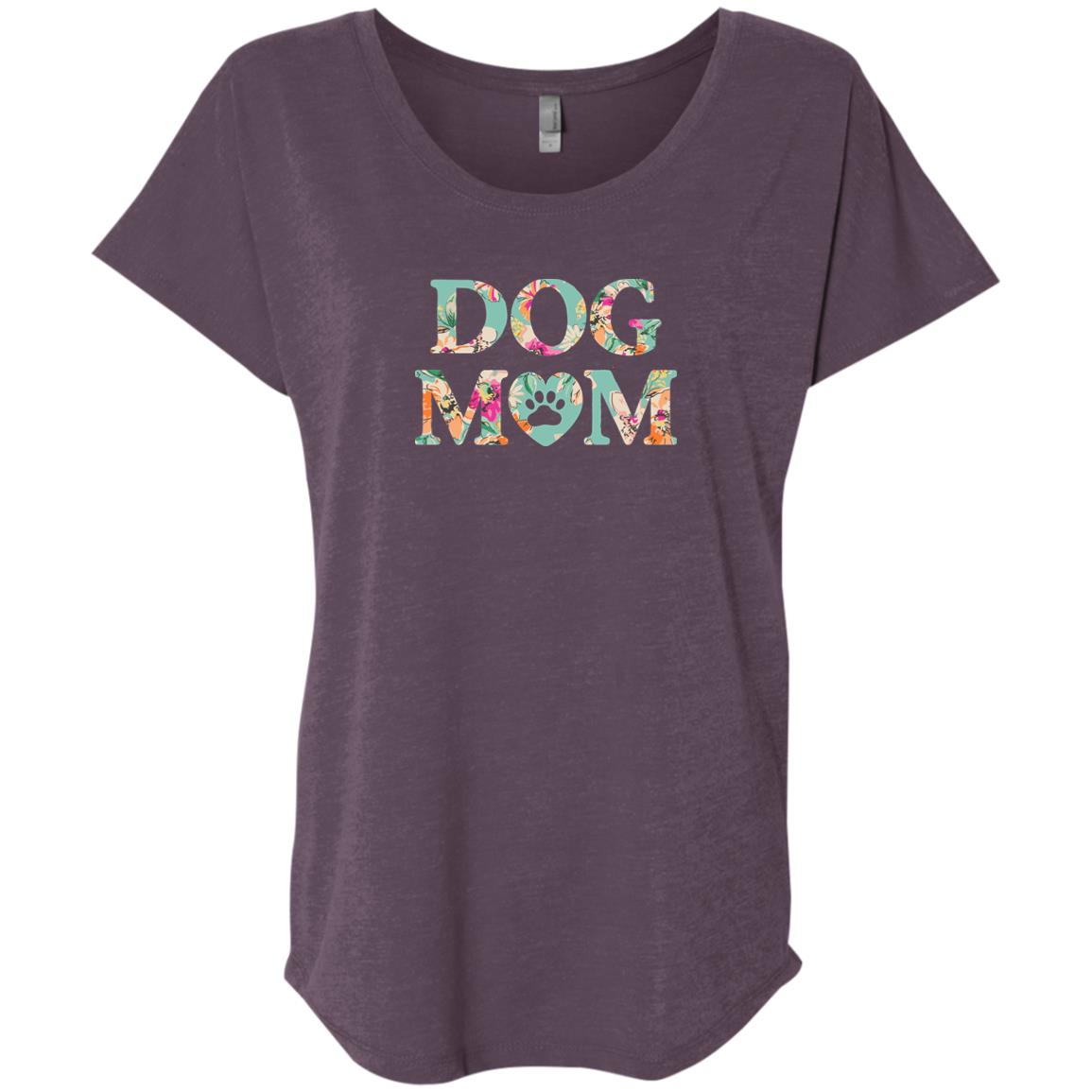 Dog Mom Floral Slouchy Tee Vintage Purple
