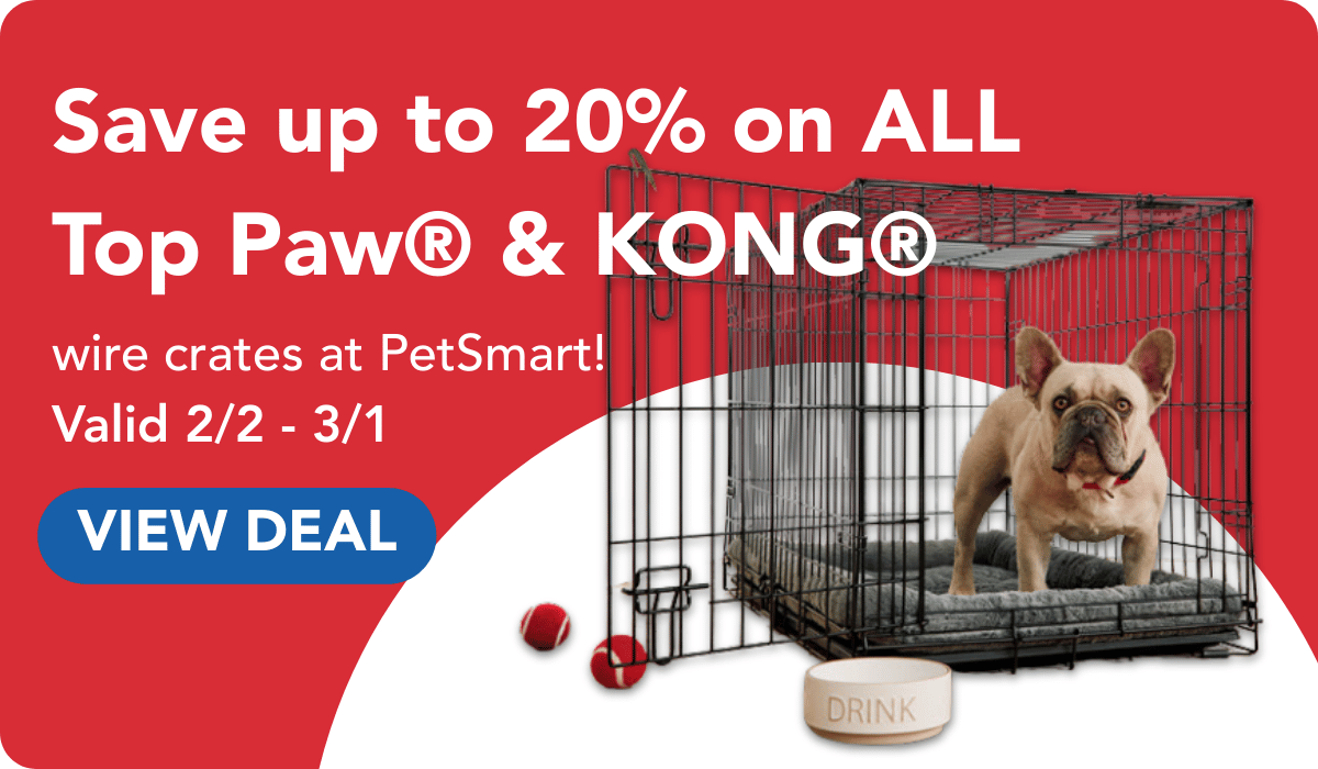 save up to 20% on all top paw and Kong wire crates