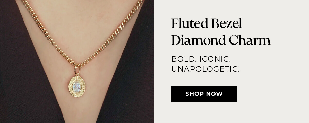 Fluted Bezel Diamond Charm