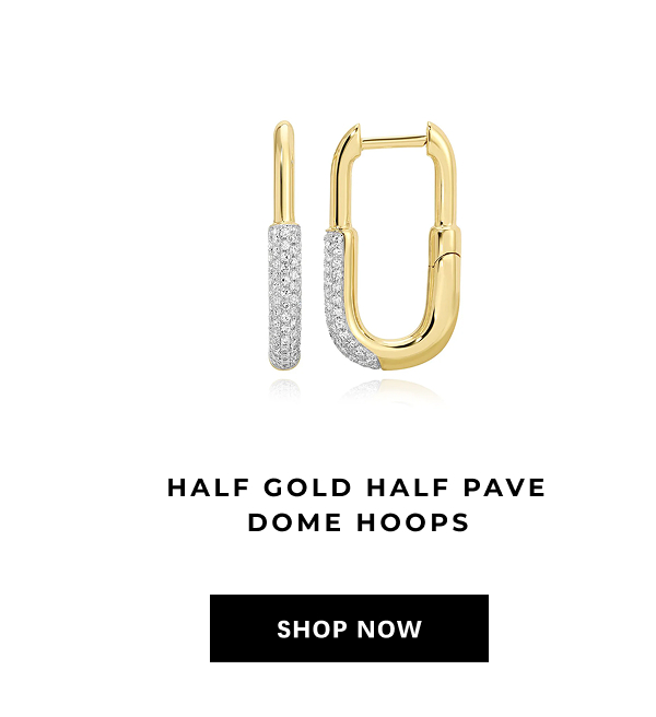 Half Gold Half Pave Dome Hoops