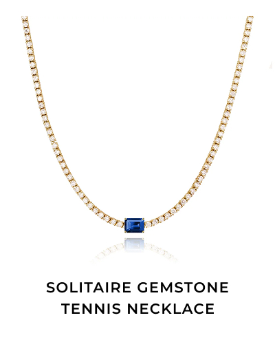 Solitaire Gemstone Tennis Necklace