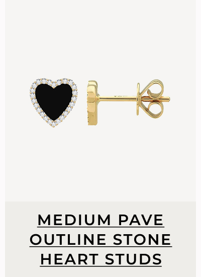 Medium Pave Outline Stone Heart Studs