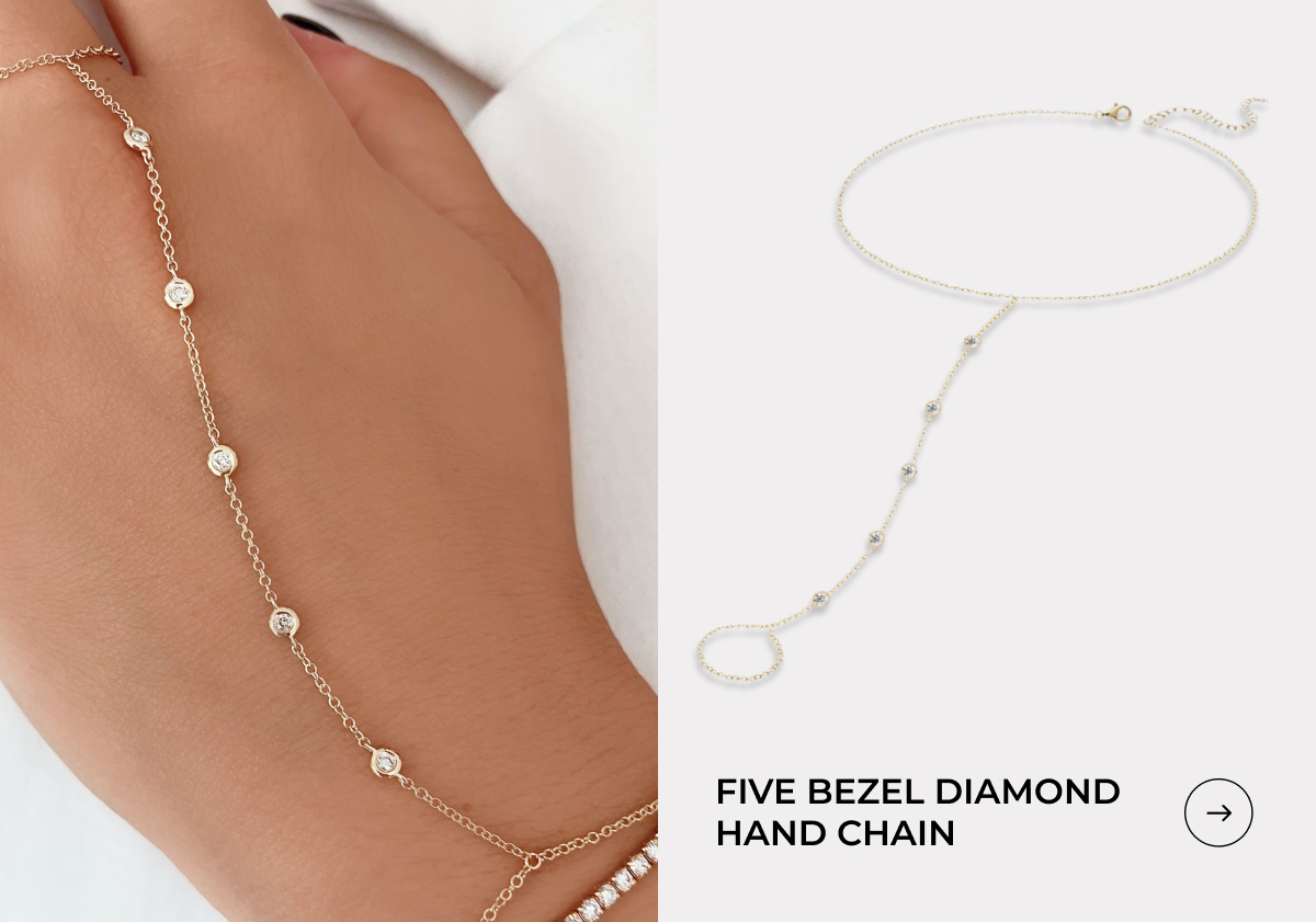 ive Round Bezel Diamond Hand Chain