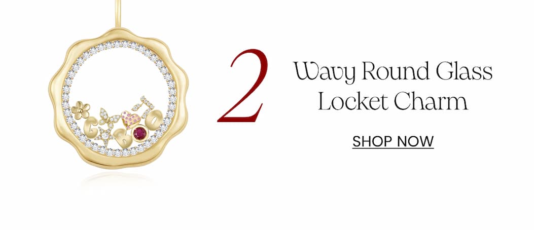 2- Wavy Round Glass Locket Charm