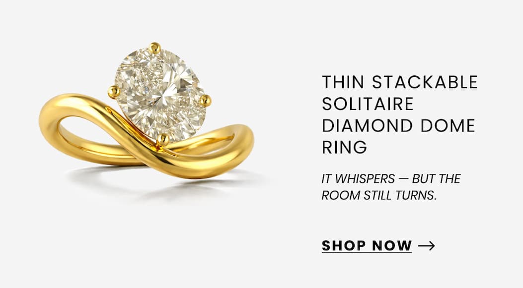 Thin Stackable Solitaire  Diamond Dome Ring