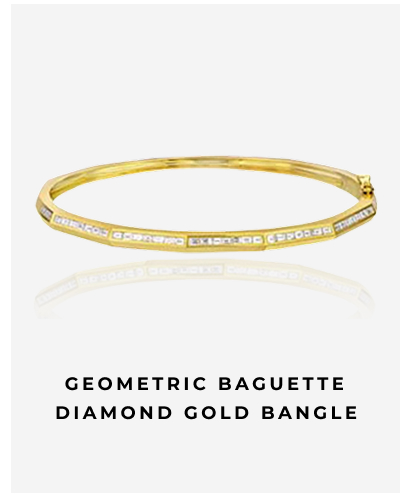 Geometric Baguette Diamond Gold Bangle