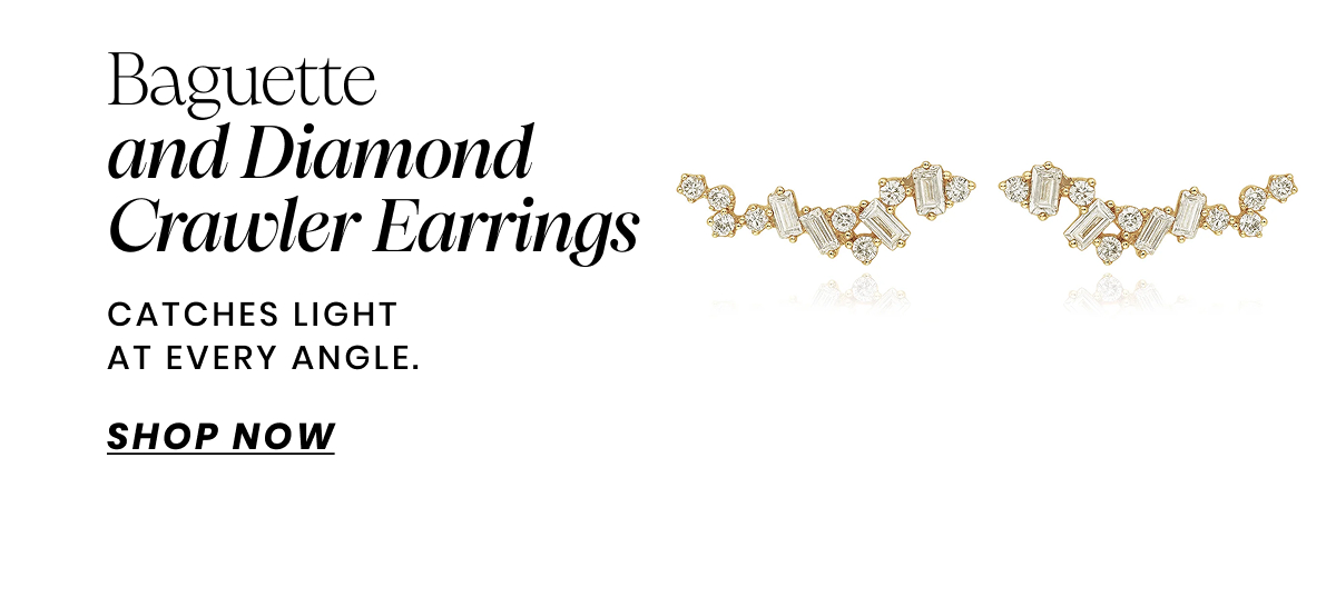 Baguette  and Diamond Crawler Earrings