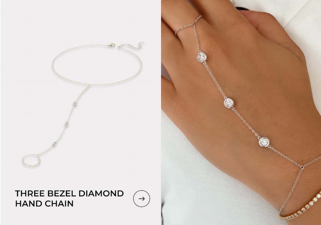 Three Bezel Diamond Hand Chain