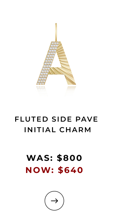 Fluted Side Pave Initial Charm