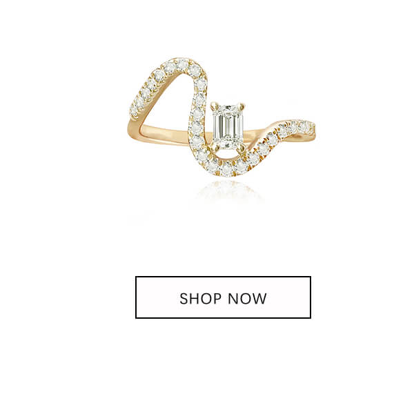 Solitaire Diamond Wiggly Pave Ring