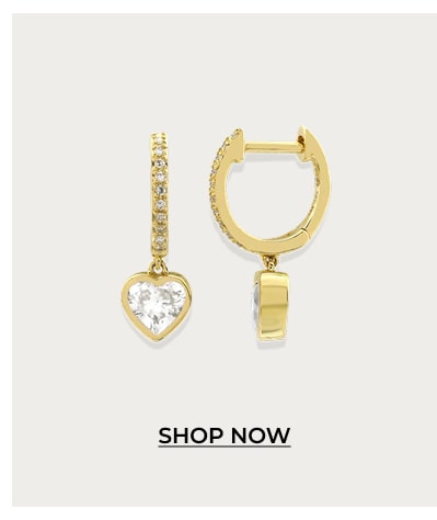 Dangling Diamond Heart Huggies