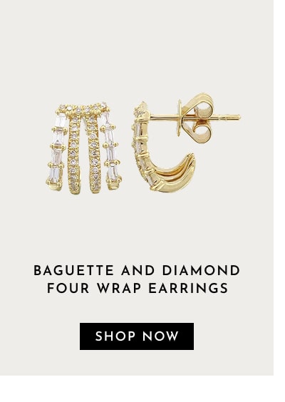 Baguette and Diamond Four Wrap Earrings