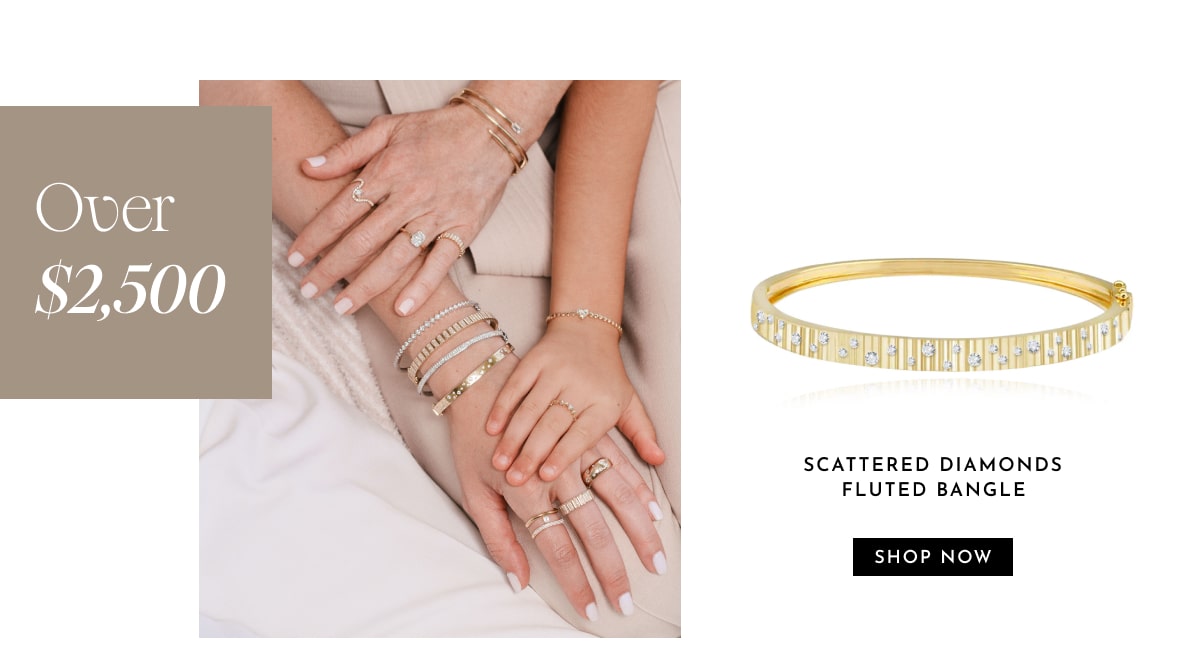 OVER $2,500 - Scattered Diamonds Fluted Bangle
