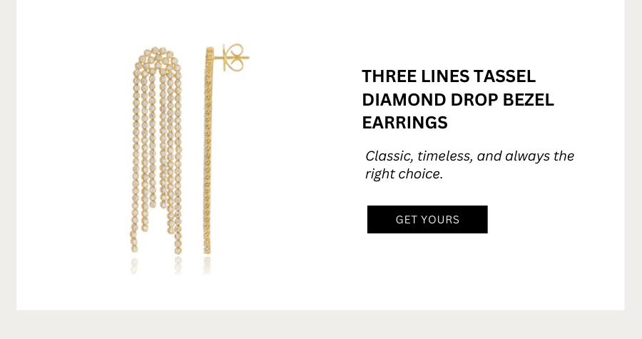 Three Lines Tassel Diamond Drop Bezel Earrings