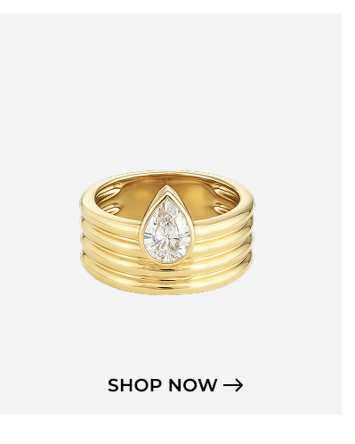 Ribbed Gold Solitaire Lab Diamond Ring